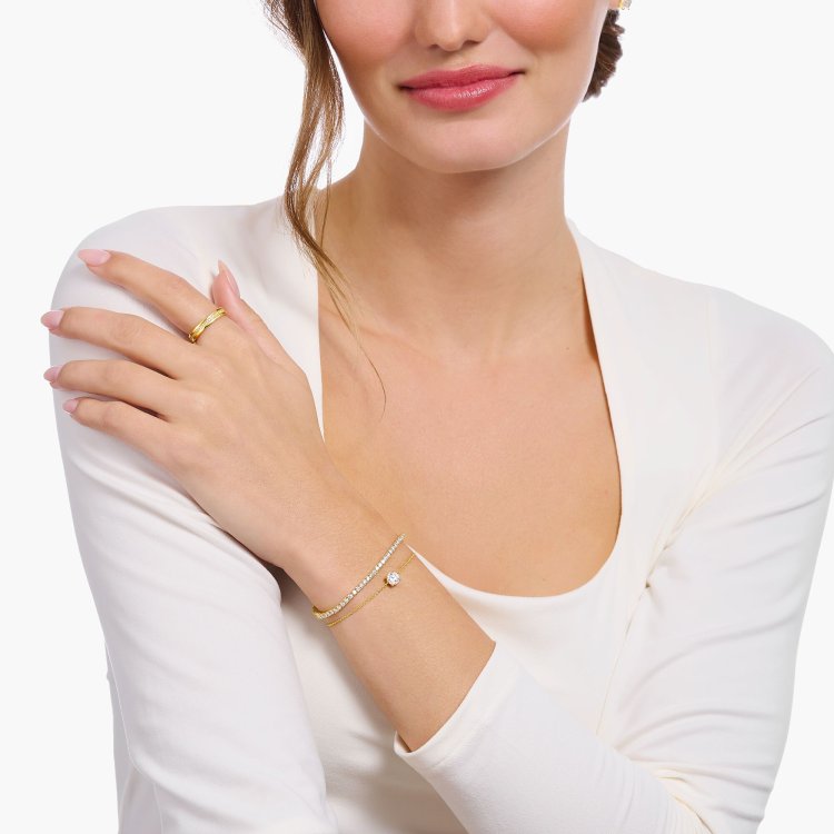 THOMAS SABO Gold-Plated Bracelet with White Zirconia Pendant