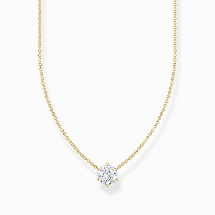 THOMAS SABO Gold-Plated Necklace with White Zirconia Pendant