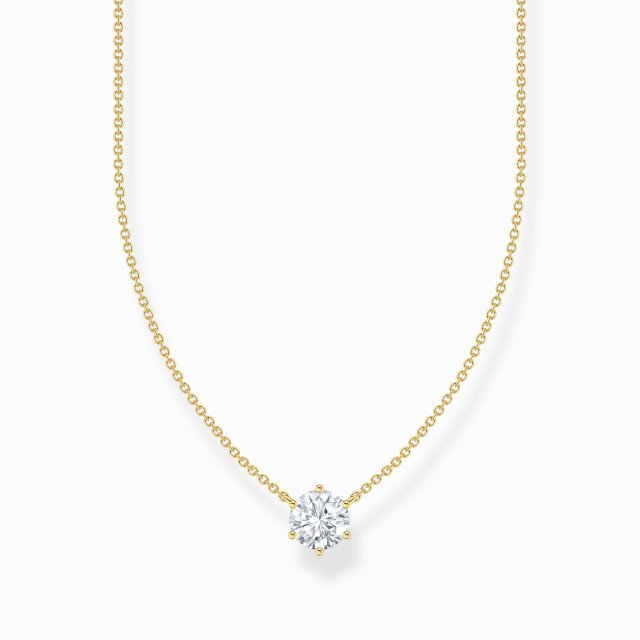 THOMAS SABO Gold-Plated Necklace with White Zirconia Pendant