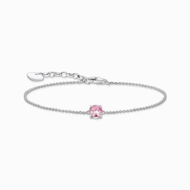 THOMAS SABO Silver Bracelet with Pink Zirconia Pendant