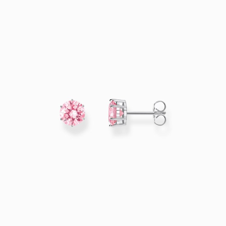 THOMAS SABO Silver Ear Studs with Big Pink Stones