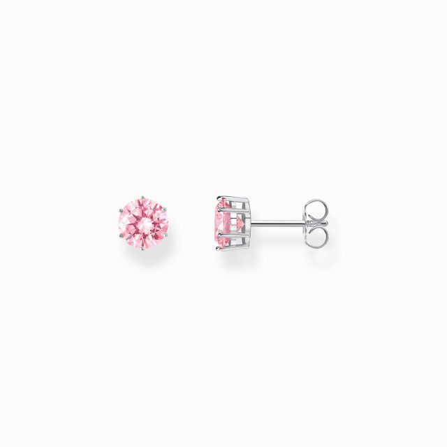 THOMAS SABO Silver Ear Studs with Big Pink Stones