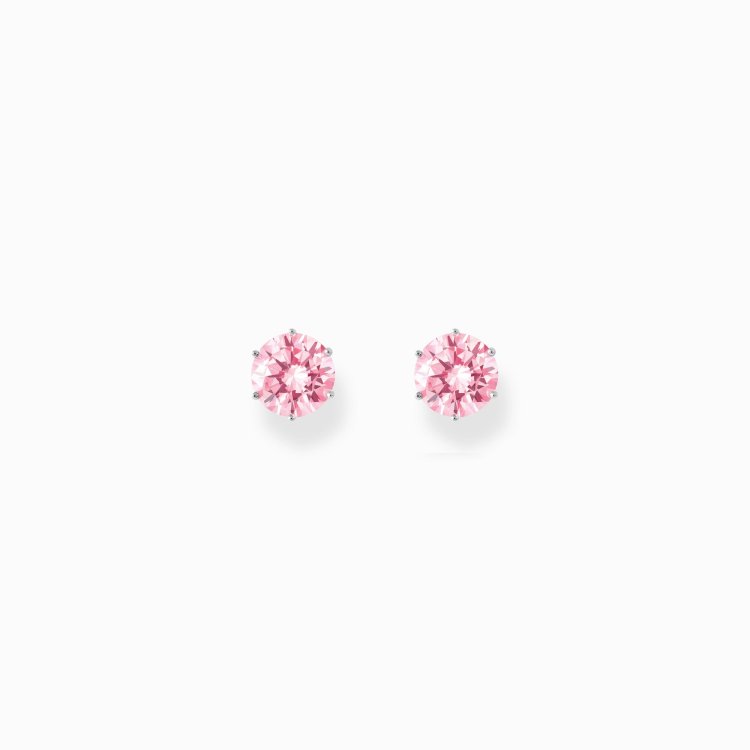 THOMAS SABO Silver Ear Studs with Big Pink Stones