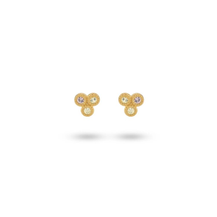 24KAE Earrings Earstud with Pastel Stones