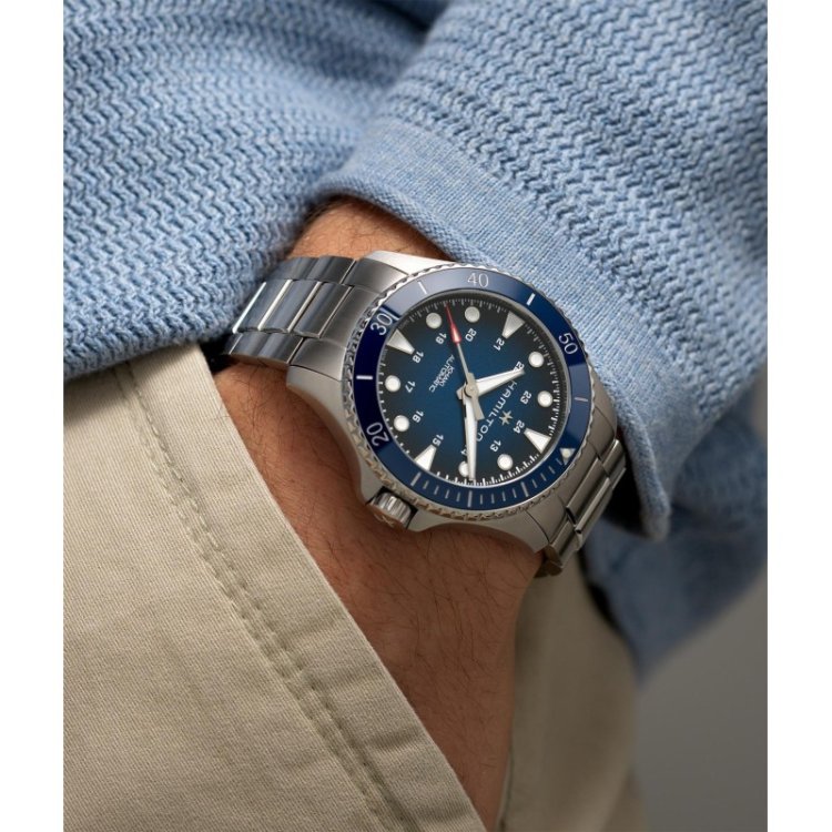 HAMILTON Khaki Navy Scuba Auto Stainless Steel Bracelet