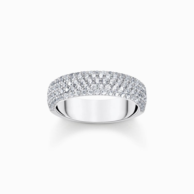 THOMAS SABO Silver Band Ring with White Zirconia and Engraving