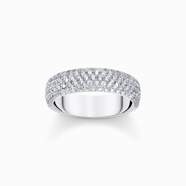 THOMAS SABO Silver Band Ring with White Zirconia and Engraving