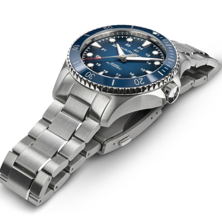 HAMILTON Khaki Navy Scuba Auto Stainless Steel Bracelet