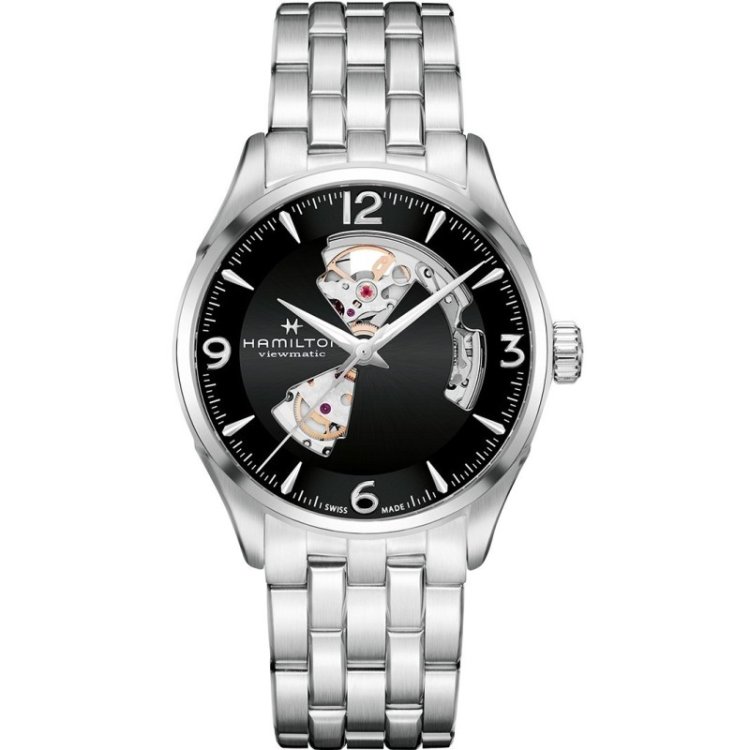 HAMILTON Jazzmaster Open Heart Stainless Steel Bracelet 