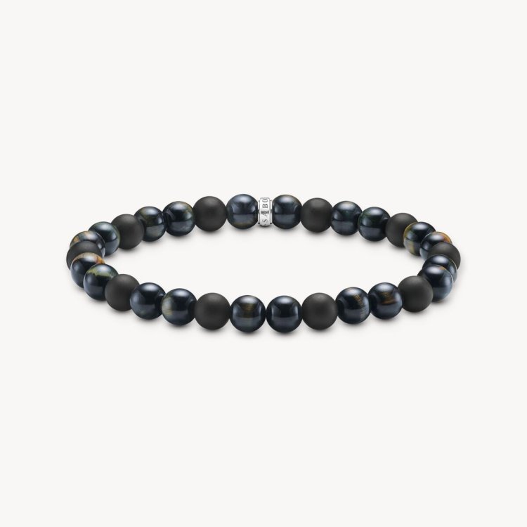 THOMAS SABO Talisman Bracelet with Tiger Eye and Obisidian Beads