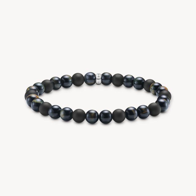 THOMAS SABO Talisman Bracelet with Tiger Eye and Obisidian Beads