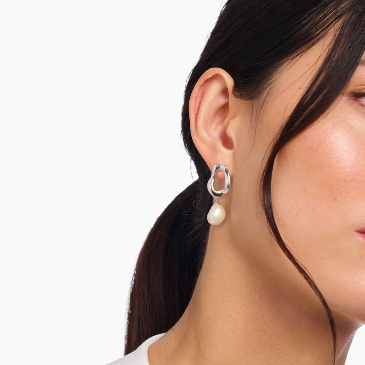 THOMAS SABO Silver Earrings with Frehswater Pearl Natural Beauty