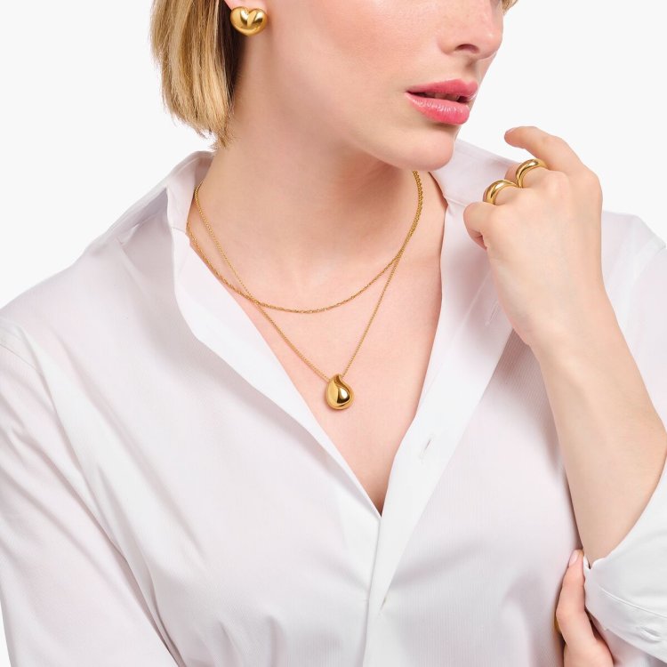 THOMAS SABO Gold Plated Necklace with Pendant in Organic Drop Shape