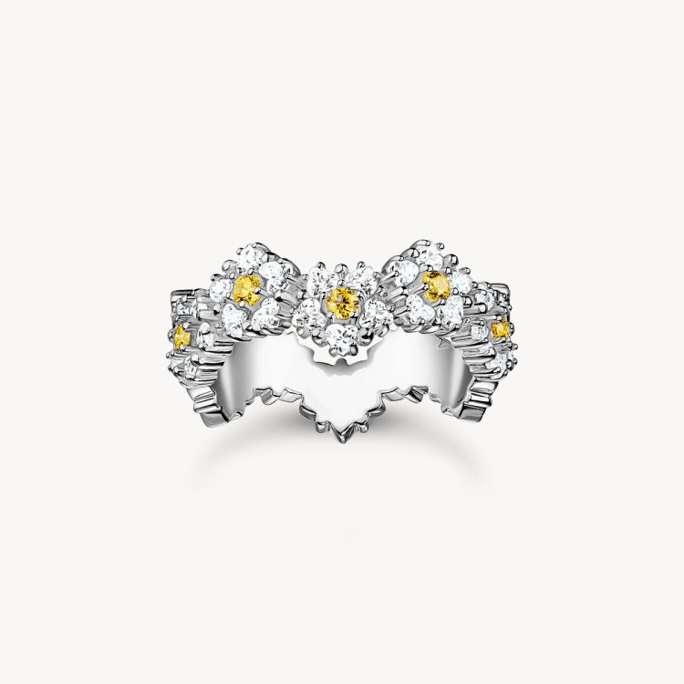 THOMAS SABO Silver Flower Ring Lovely Daisy with Stones