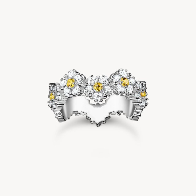 THOMAS SABO Silver Flower Ring Lovely Daisy with Stones