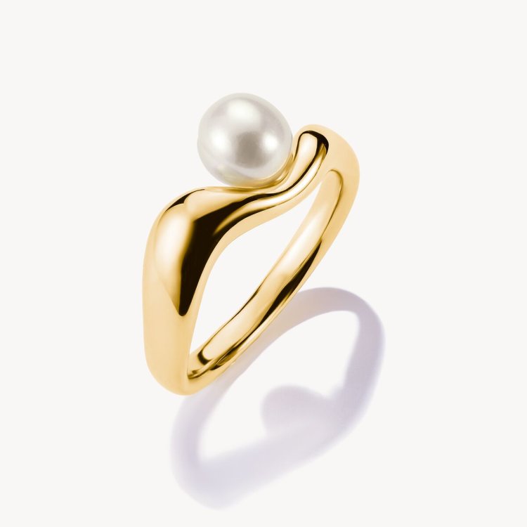 THOMAS SABO Gold Plated Rring with Freshwater Pearl Natural Beauty