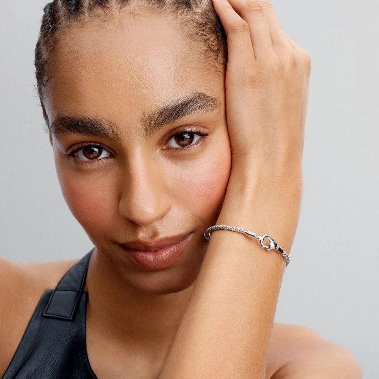 PANDORA MOMENTS Βραχιόλι με κούμπωμα και αλυσίδα με τρουκς