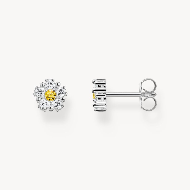 THOMAS SABO Silver Small Flower Ear Studs Lovely Daisy
