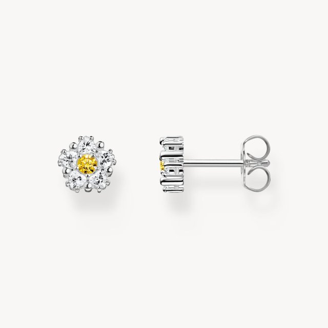 THOMAS SABO Silver Small Flower Ear Studs Lovely Daisy