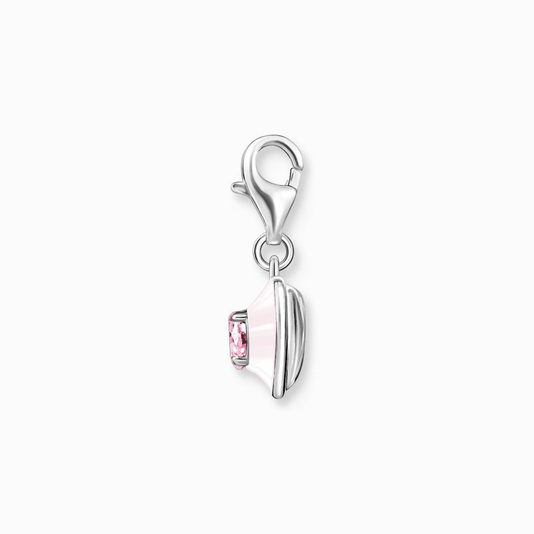 THOMAS SABO Silver Charm Pendant Heart with Pink Stones