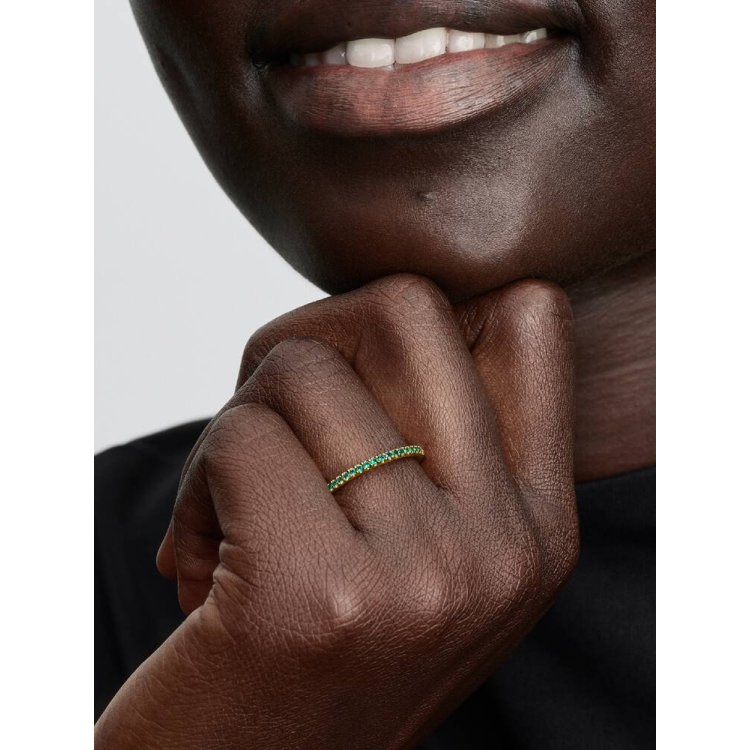 PANDORA TIMELESS Δαχτυλίδι με Γάμπα Μισή Διακοσμημένη με Αστραφτερούς Πράσινους Λίθους