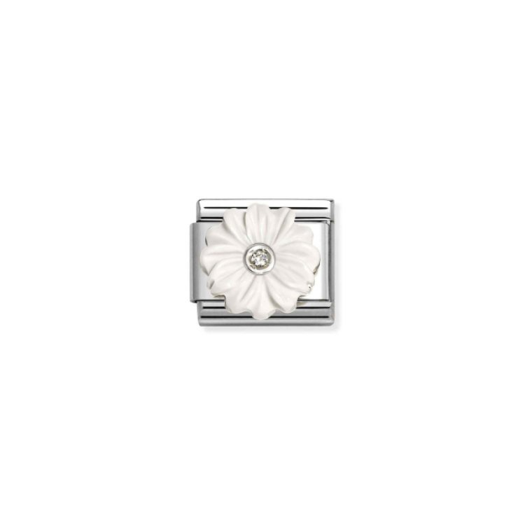 NOMINATION COMPOSABLE CLASSIC LINK FLOWER WHITE STONE IN 925 SILVER
