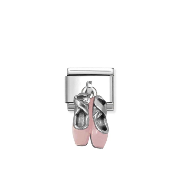 NOMINATION COMPOSABLE CLASSIC LINK PINK BALLET SHOES PENDANT IN 925 SILVER