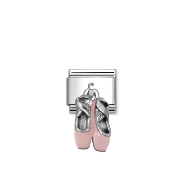NOMINATION COMPOSABLE CLASSIC LINK PINK BALLET SHOES PENDANT IN 925 SILVER