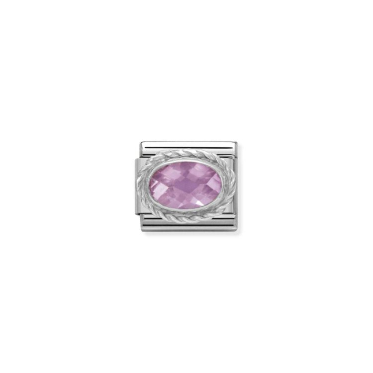 NOMINATION COMPOSABLE CLASSIC LINK FACETED PINK OVAL CZ IN 925 SILVER