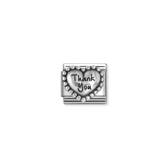 NOMINATION COMPOSABLE CLASSIC LINK HEART THANK YOU IN 925 SILVER