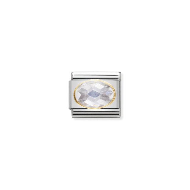 NOMINATION COMPOSABLE CLASSIC LINK WHITE FACETED CZ IN 18K GOLD