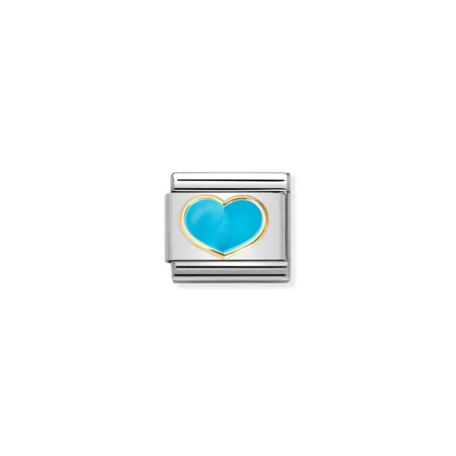 NOMINATION COMPOSABLE CLASSIC LINK TURQUOISE HEART IN 18K GOLD