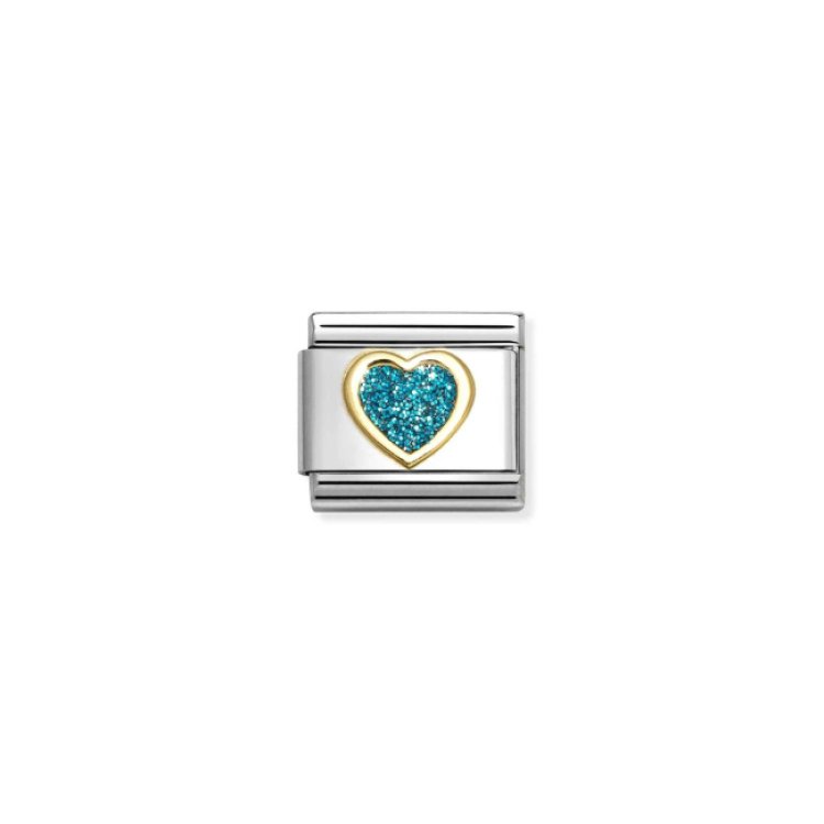 NOMINATION COMPOSABLE CLASSIC LINK HEART TURQUOISE HEART IN 18K GOLD