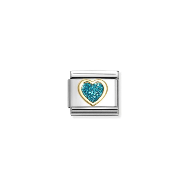 NOMINATION COMPOSABLE CLASSIC LINK HEART TURQUOISE HEART IN 18K GOLD