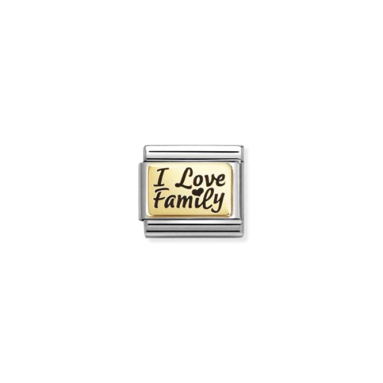 NOMINATION COMPOSABLE CLASSIC LINK I LOVE FAMILY WITH BLACK ENAMEL IN 18K GOLD